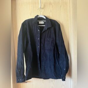 TopMan Men’s Navy Blue Corduroy Button Up Shirt Jacket